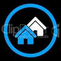 Realty flat blue and white colors rounded glyph icon