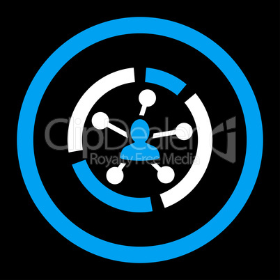 Relations diagram flat blue and white colors rounded glyph icon