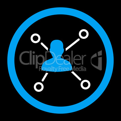 Relations flat blue and white colors rounded glyph icon