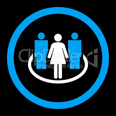 Society flat blue and white colors rounded glyph icon