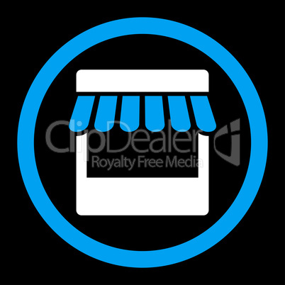 Store flat blue and white colors rounded glyph icon