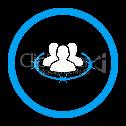 Strict management flat blue and white colors rounded glyph icon