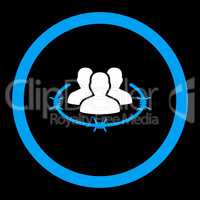 Strict management flat blue and white colors rounded glyph icon