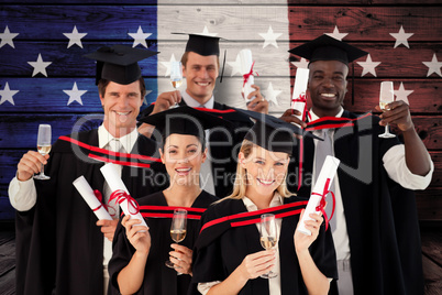 Composite image of group of people graduating from college