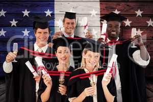 Composite image of group of people graduating from college