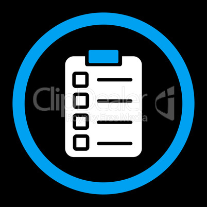 Test task flat blue and white colors rounded glyph icon