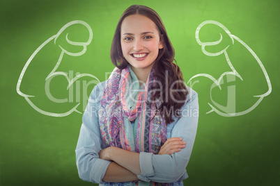 Composite image of casual woman