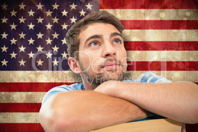 Composite image of student looking up Composite image of student looking up