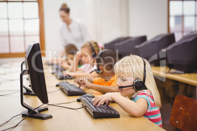 Students using computers in the classroom