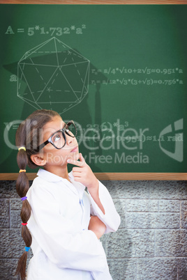 Composite image of cute pupil dressed up as scientist