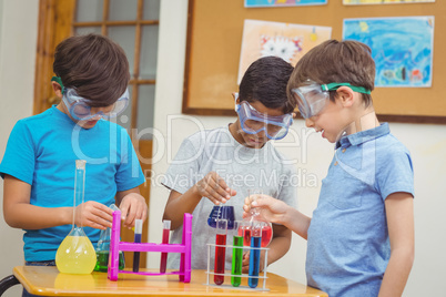 Pupils at science lesson in classroom