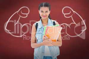 Composite image of student holding notebooks