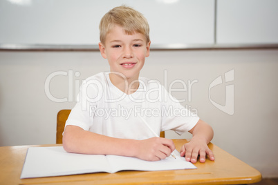 Pupil sitting at a school desk