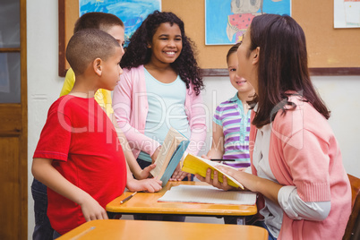 Teacher working with a group of students