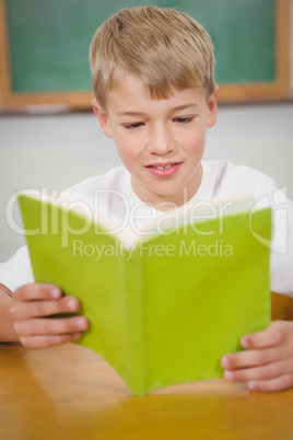 Happy student reading a book