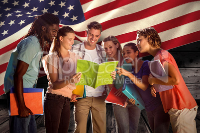 Composite image of happy students outside on campus