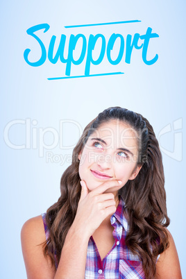 Support against blue vignette background