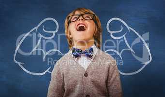 Composite image of cute pupil dressed up as teacher