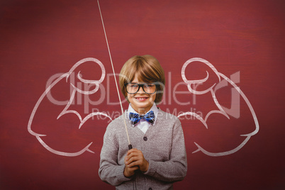 Composite image of cute kid dressed up as teacher
