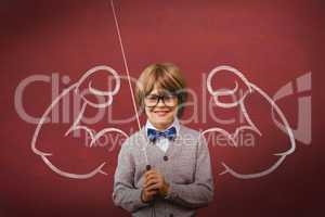 Composite image of cute kid dressed up as teacher