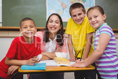 Teacher working with a group of students