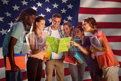 Composite image of happy students outside on campus