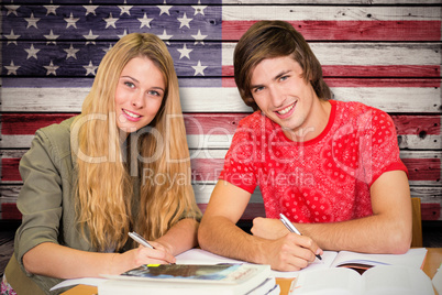 Composite image of students studying