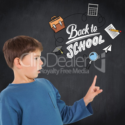 Composite image of cute boy pointing