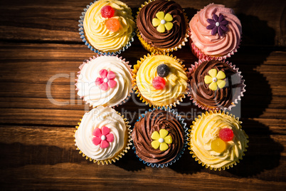 Delicious cupcakes on a table