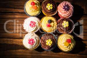 Delicious cupcakes on a table