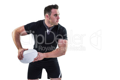 Rugby player throwing the ball