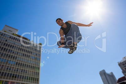 Man doing parkour in the city