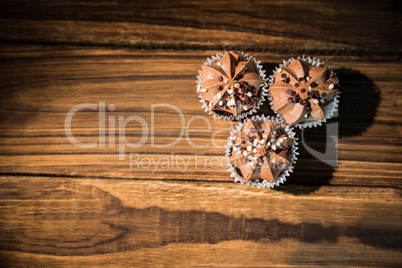 Chocolate cupcakes on a table