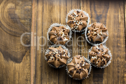 Chocolate cupcakes on a table