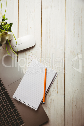 Overhead view of an desk