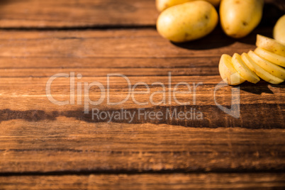 Potato slices on a table