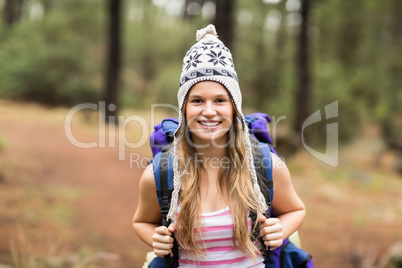 Portrait of a young happy hiker