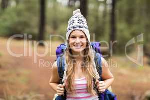 Portrait of a young happy hiker