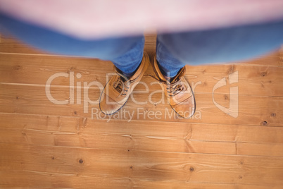 High angle view of woman wearing boots