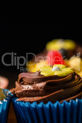 Delicious cupcakes on a table