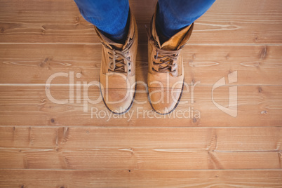 High angle view of woman wearing boots