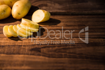 Potato slices on a table