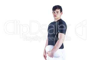 Rugby player holding a rugby ball