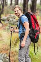 Portrait of a young handsome hiker