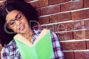 Attractive hipster reading book
