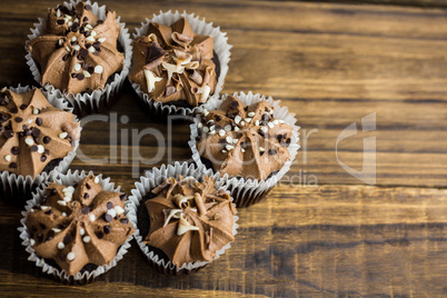 Chocolate cupcakes on a table