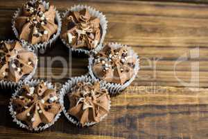 Chocolate cupcakes on a table