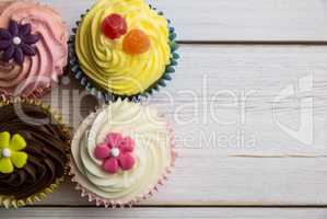 Delicious cupcakes on a table