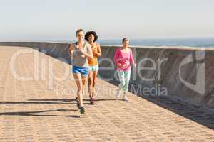 Sporty women jogging together