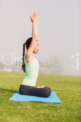 Peaceful sporty woman doing the lotus pose